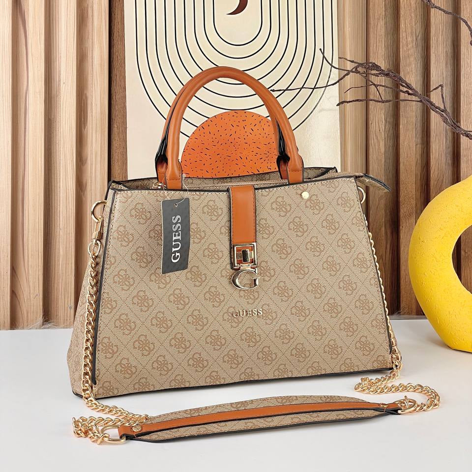 GUESS Chic Satchel 👜 in Black, Brown & Beige