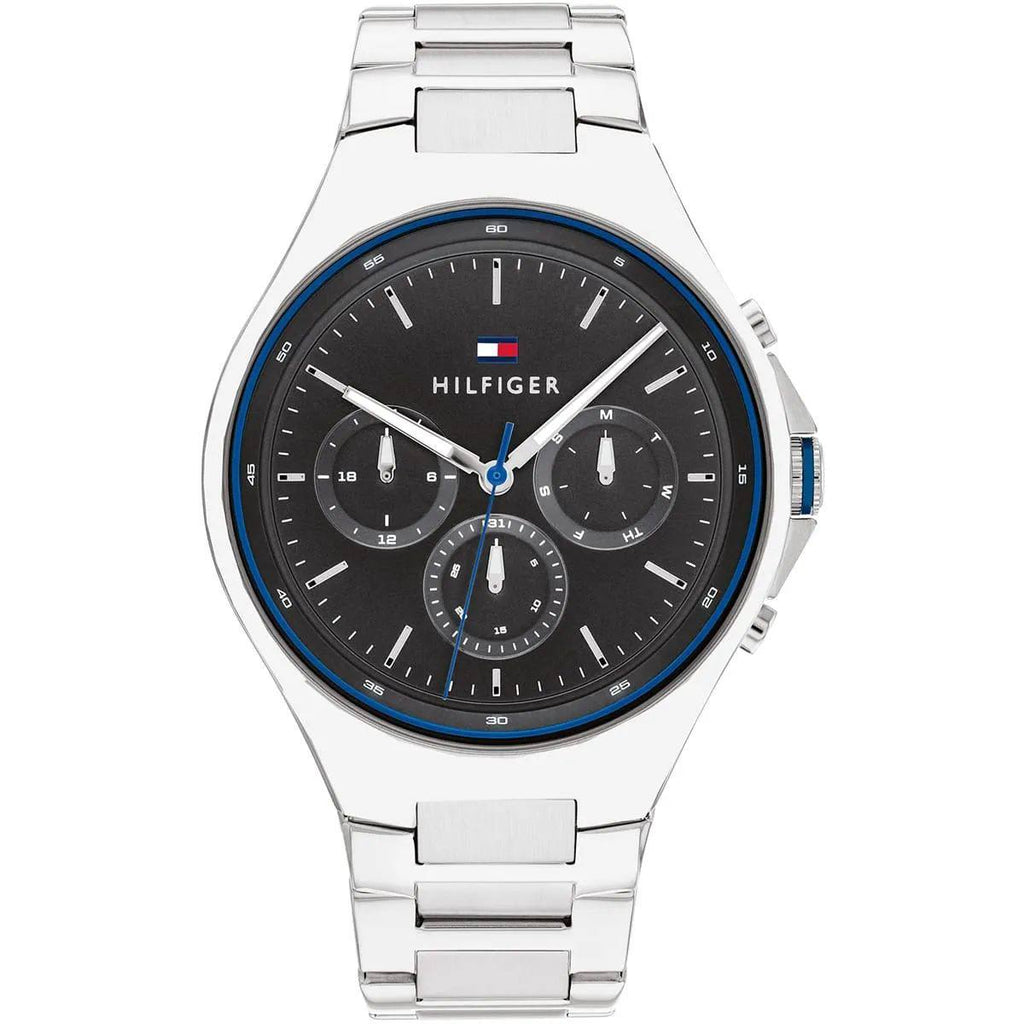 Men's Stainless Steel Watch: Silver, Black, Blue ⌚🖤💙