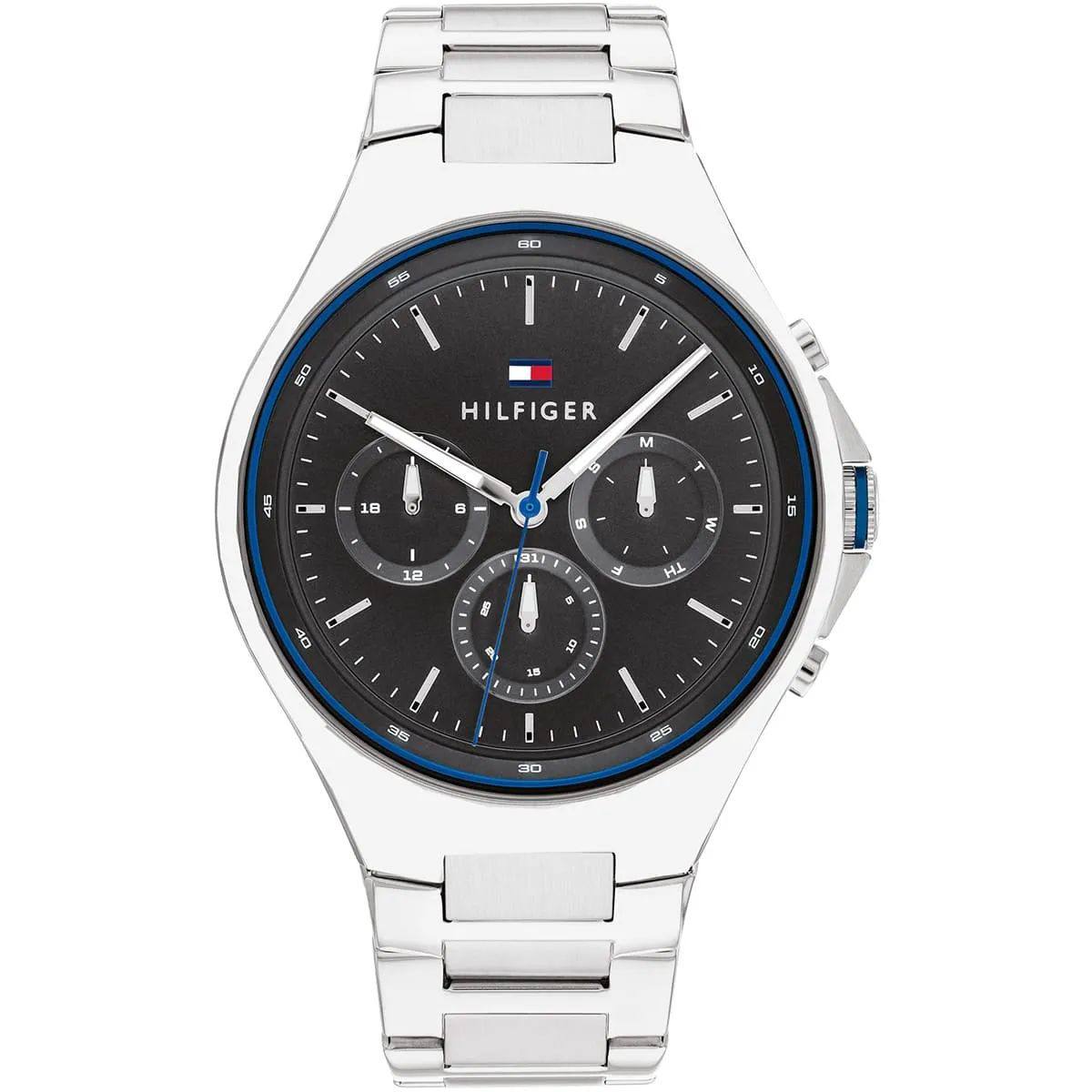 Men's Stainless Steel Watch: Silver, Black, Blue ⌚🖤💙