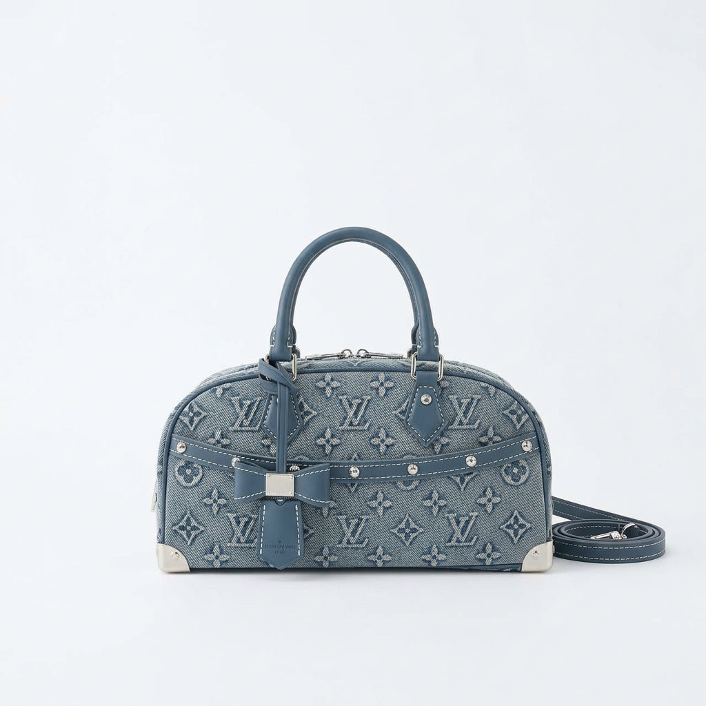 Louis Vuitton Denim Monogram Bow Bag with Silver Hardware