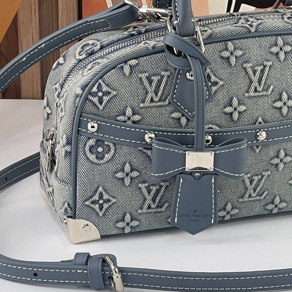 Louis Vuitton Denim Monogram Bow Bag with Silver Hardware
