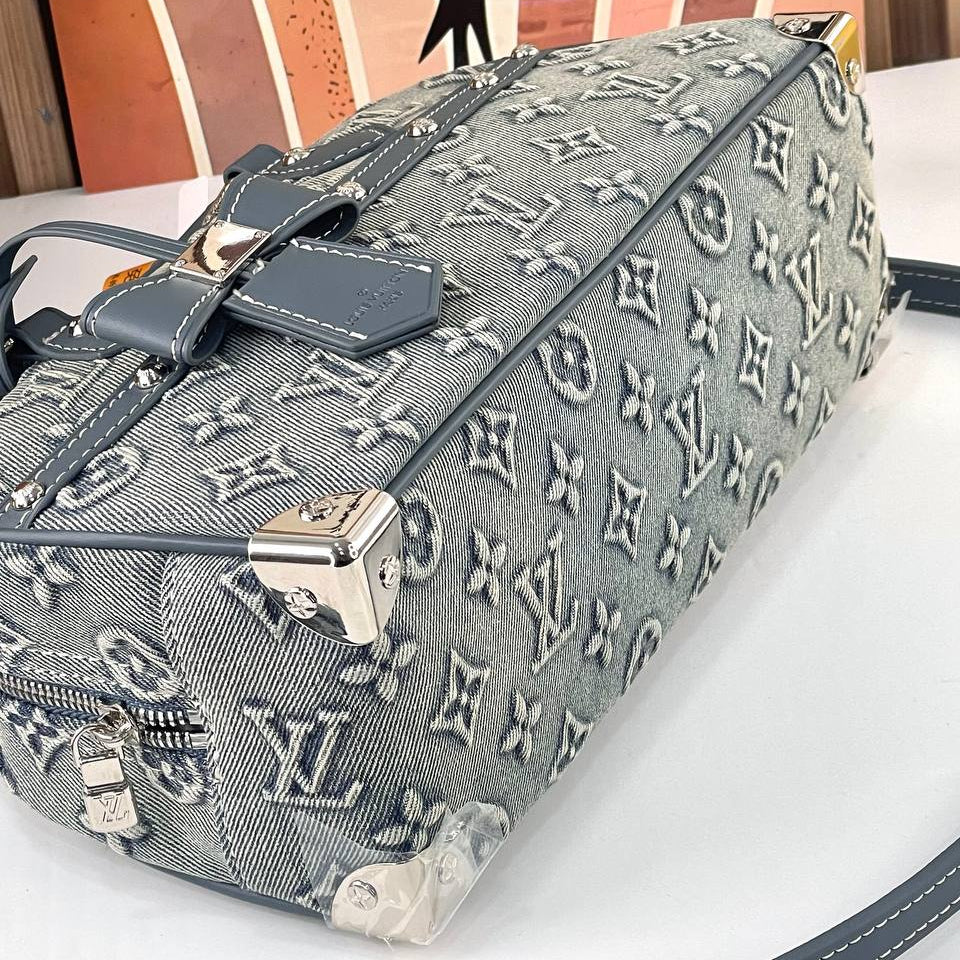 Louis Vuitton Denim Monogram Bow Bag with Silver Hardware