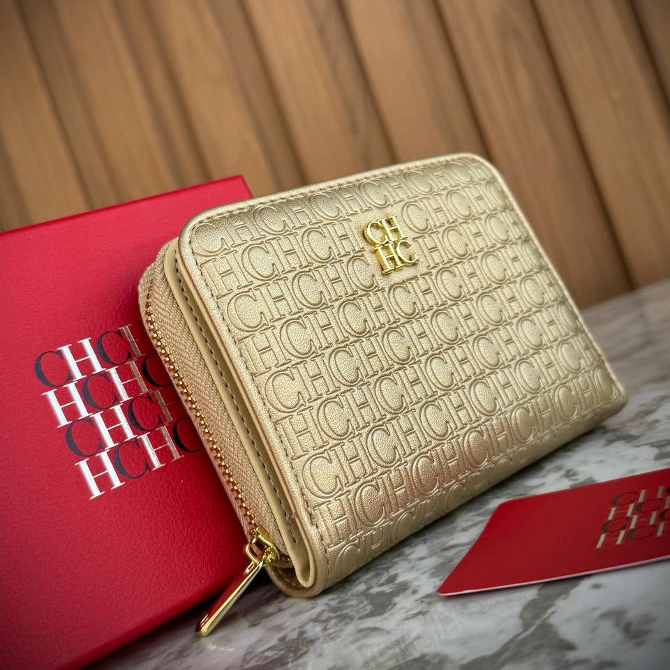 CH Carolina Herrera Monogram Zip-Around Card Wallet 🍷💼✨
