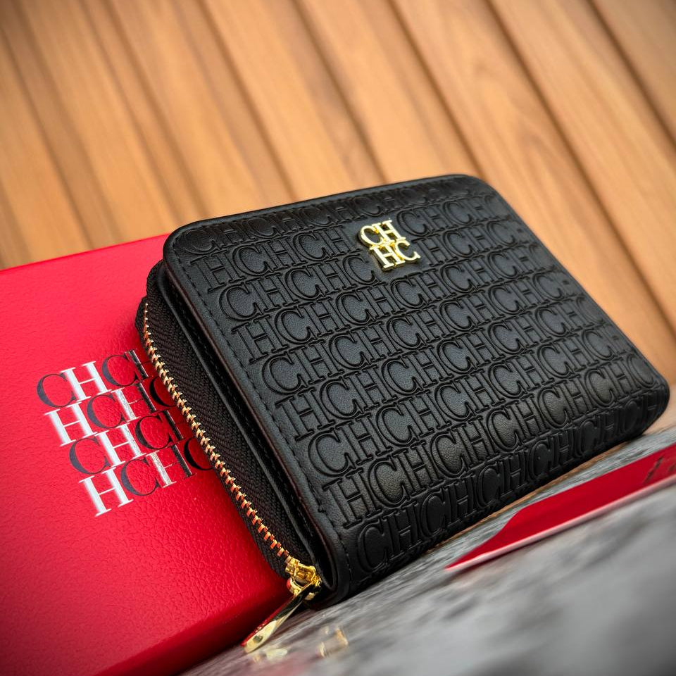 CH Carolina Herrera Monogram Zip-Around Card Wallet 🍷💼✨