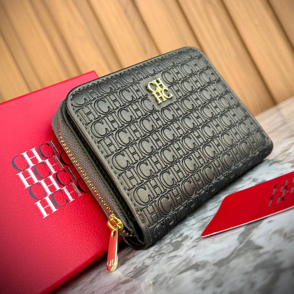 CH Carolina Herrera Monogram Zip-Around Card Wallet 🍷💼✨