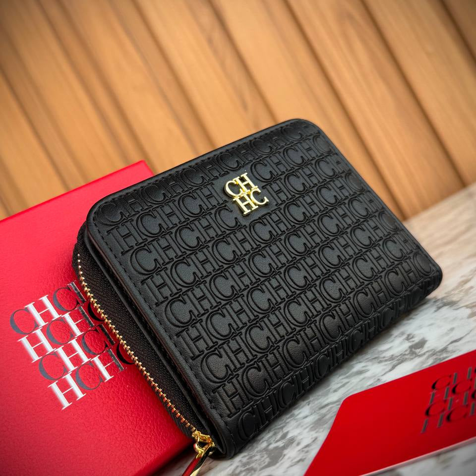 CH Carolina Herrera Monogram Zip-Around Card Wallet 🍷💼✨