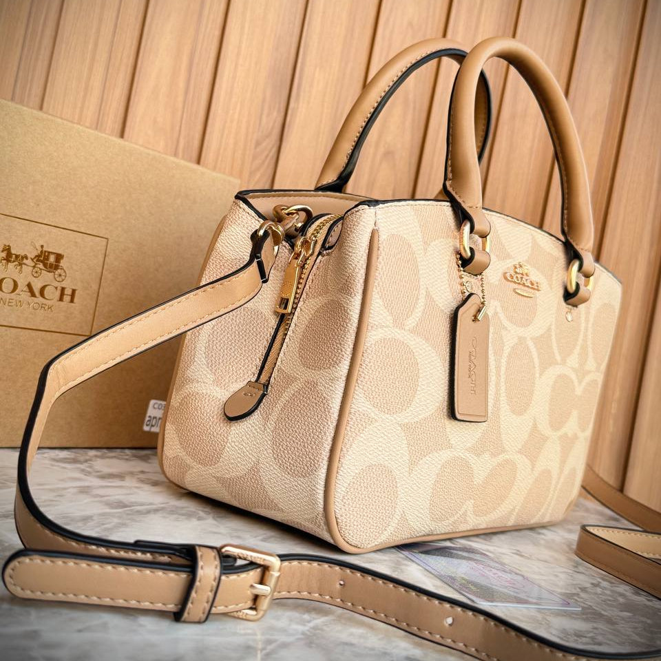Coach Signature Canvas Satchel with Gold-Tone Hardware 👜✨🥐