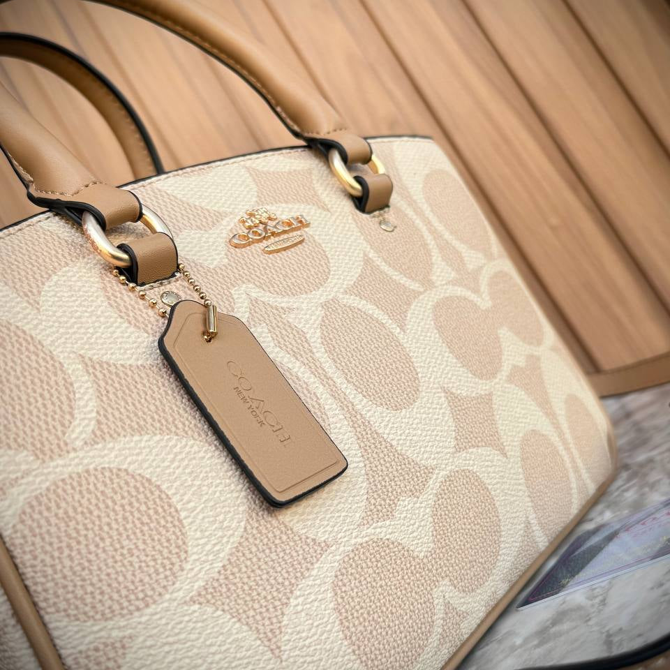 Coach Signature Canvas Satchel with Gold-Tone Hardware 👜✨🥐