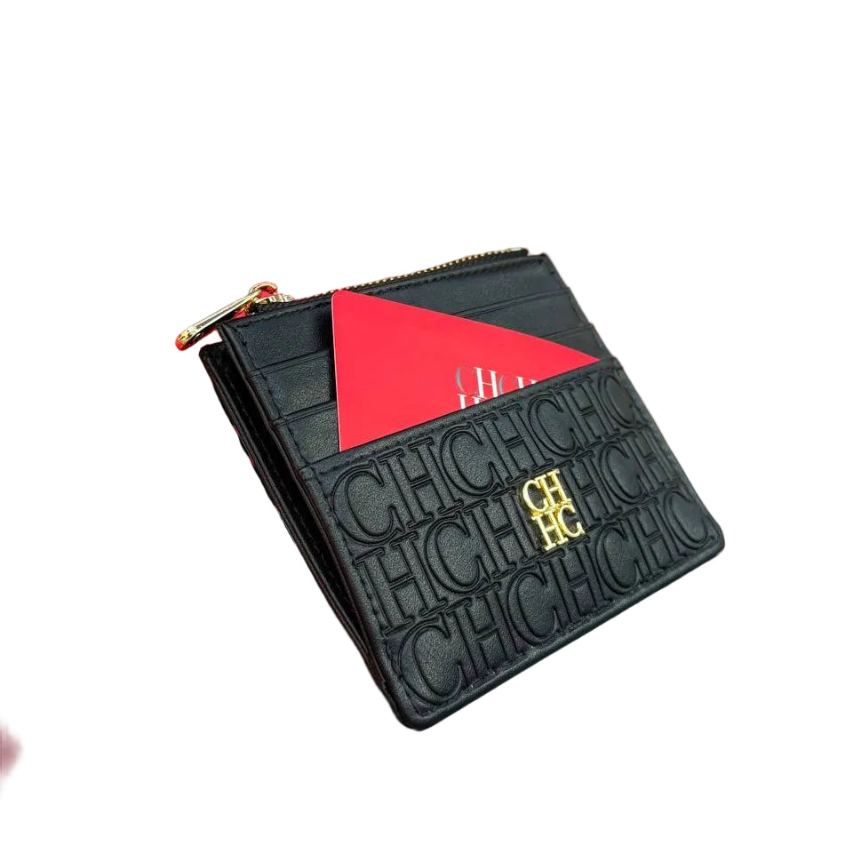 Carolina Herrera Logo Leather Card Holder & Zip Wallet 👛✨🖤