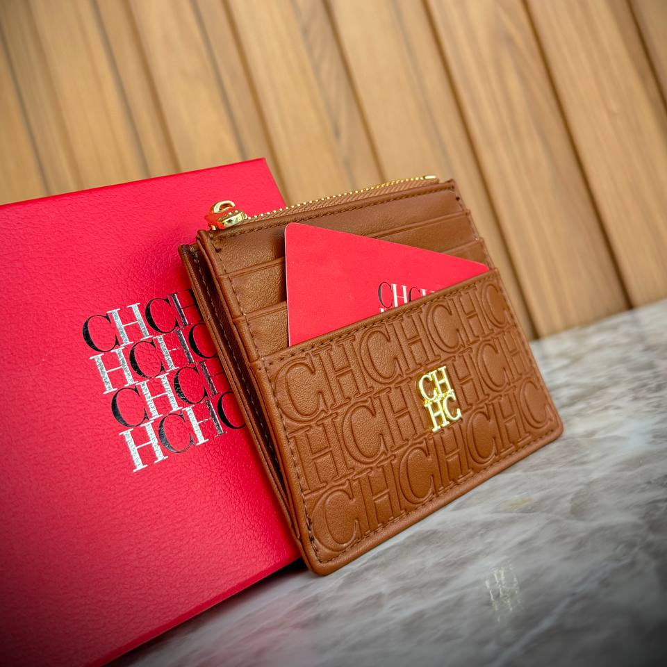 Carolina Herrera Logo Leather Card Holder & Zip Wallet 👛✨🖤