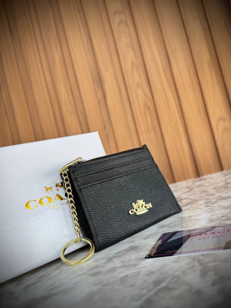 Coach Signature Canvas Mini Skinny ID Case in Brown 👜✨🔑