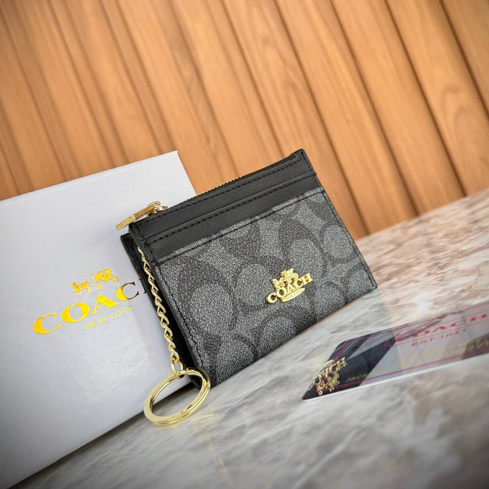 Coach Signature Canvas Mini Skinny ID Case in Brown 👜✨🔑