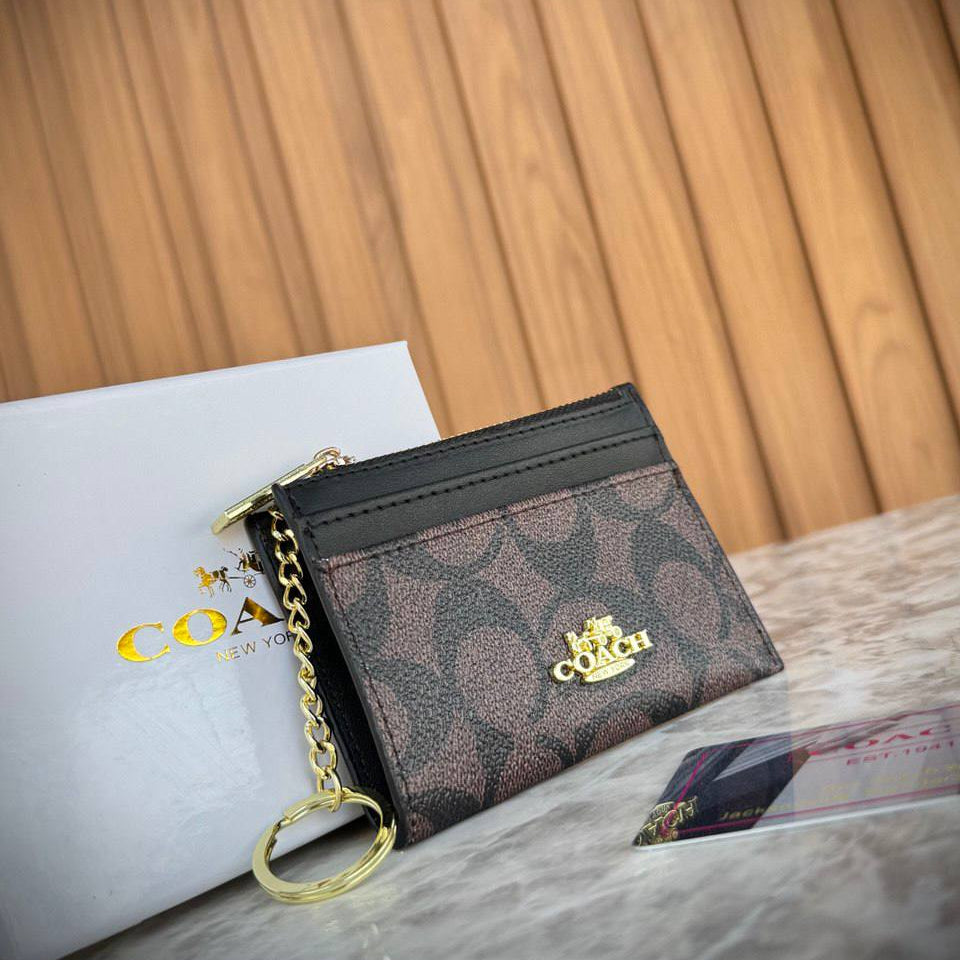 Coach Signature Canvas Mini Skinny ID Case in Brown 👜✨🔑