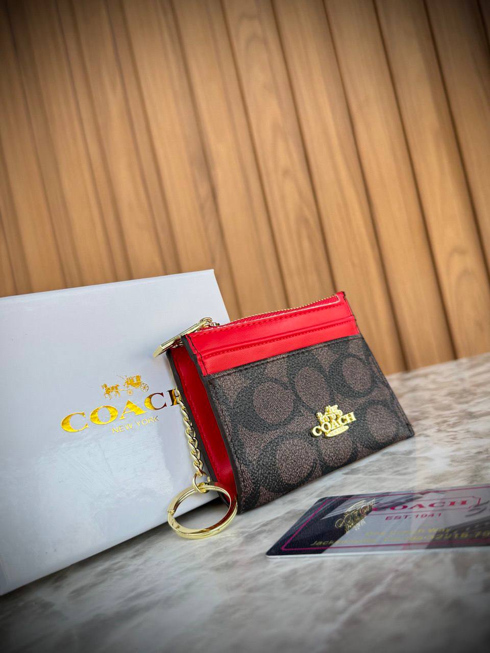 Coach Signature Canvas Mini Skinny ID Case in Brown 👜✨🔑