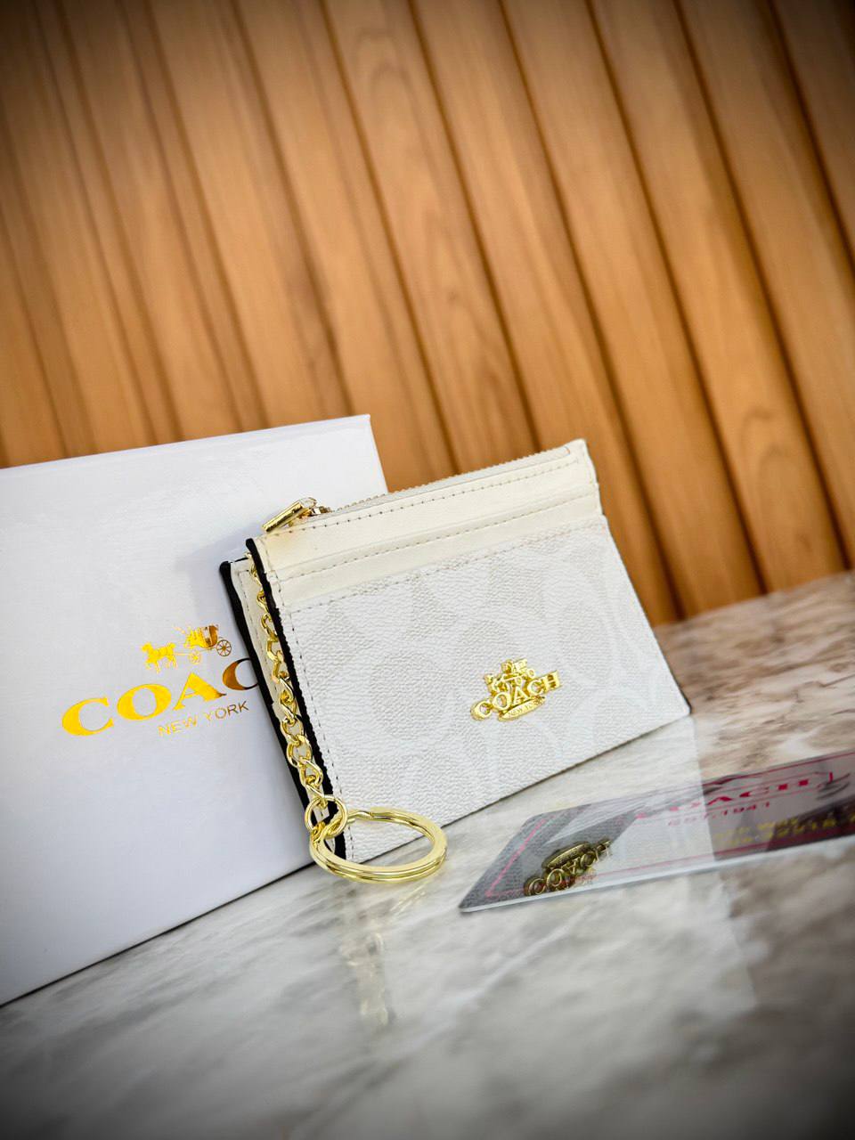Coach Signature Canvas Mini Skinny ID Case in Brown 👜✨🔑
