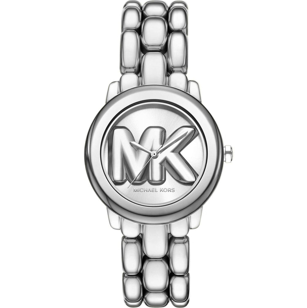 Michael Kors Silver Slim Runway MK Logo Dial Watch ⌚️✨💿