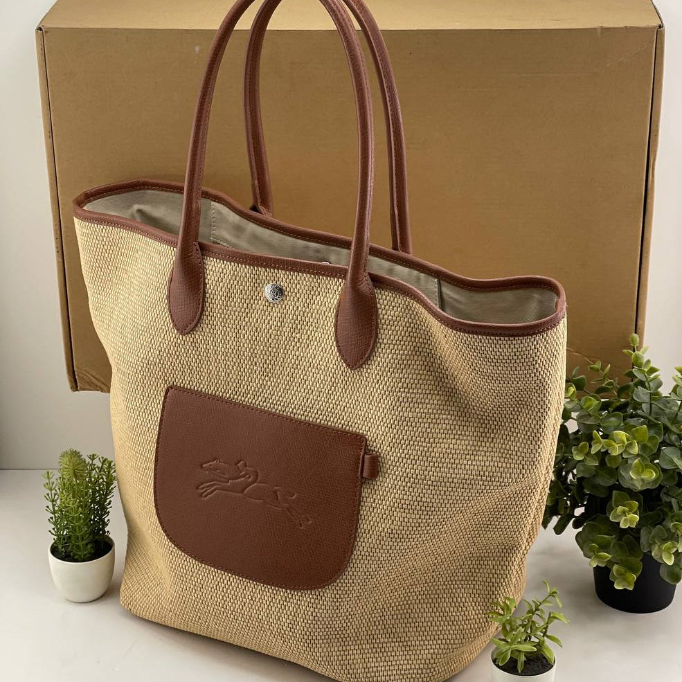 Longchamp Beige Tote Bag 👜 Earthy Chic with Box