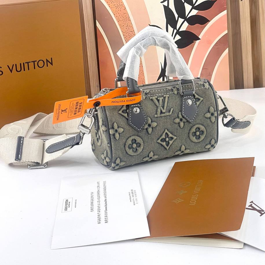 Louis Vuitton Monogram Denim Handbag with Detachable Strap