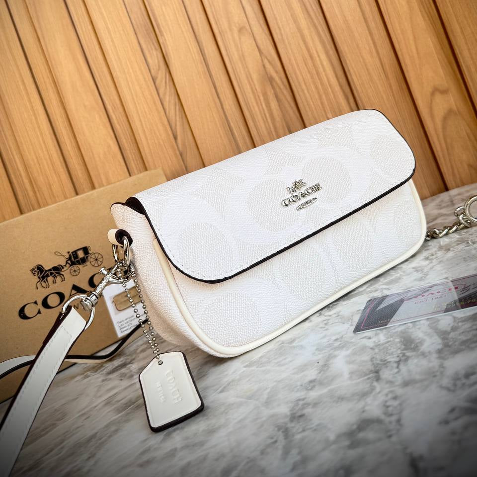 Coach Signature Canvas Convertible Crossbody Bag in Chalk/Saddle 👜✨🥐