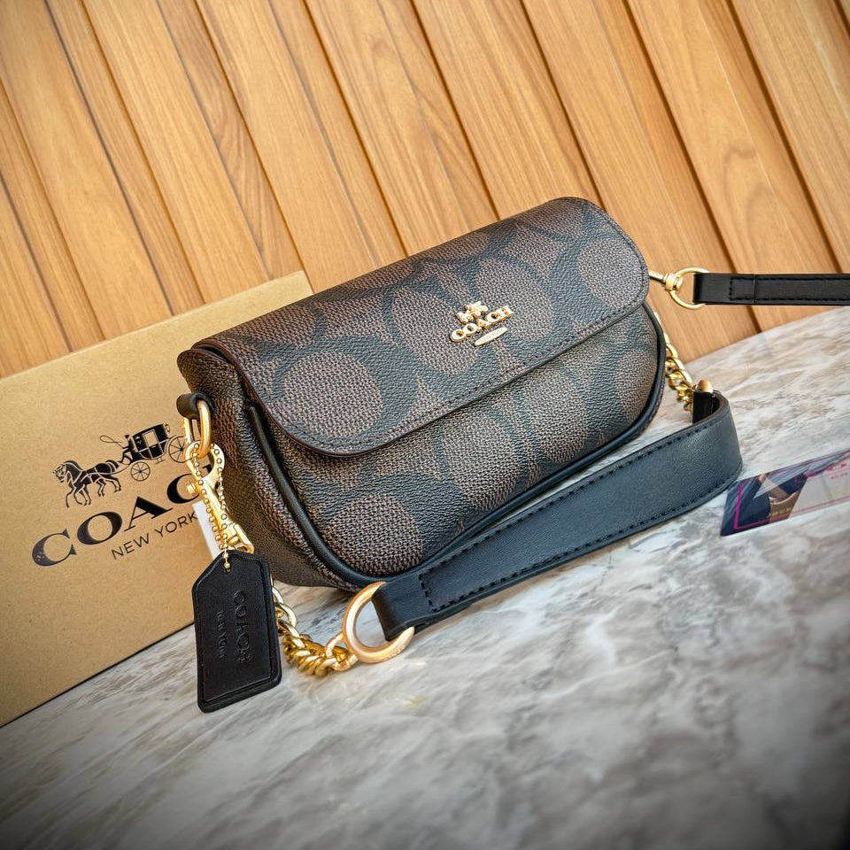 Coach Signature Canvas Convertible Crossbody Bag in Chalk/Saddle 👜✨🥐