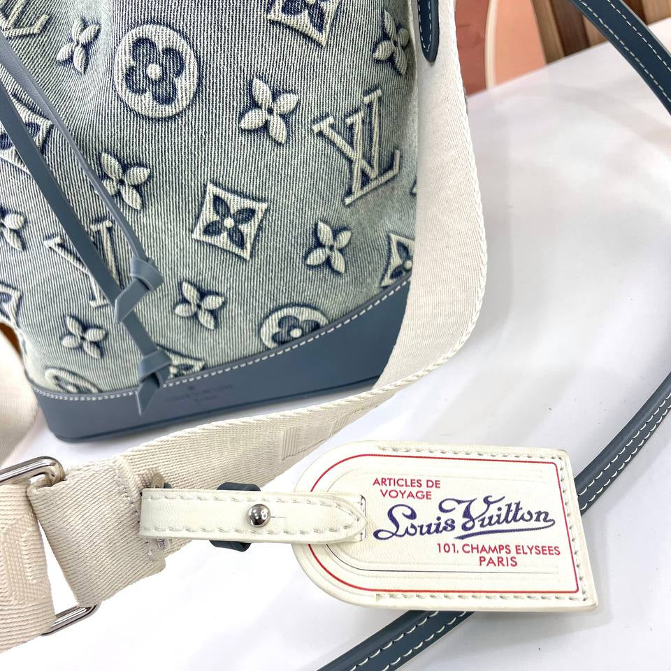 Louis Vuitton Monogram Denim Bucket Bag with Adjustable Strap