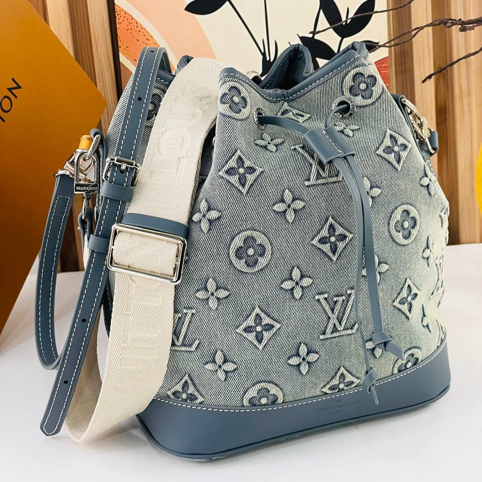 Louis Vuitton Monogram Denim Bucket Bag with Adjustable Strap