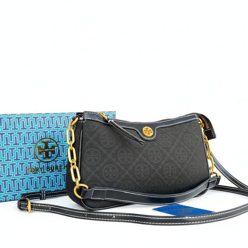 Tory Burch T Monogram Canvas Shoulder Bag 👜✨🖤