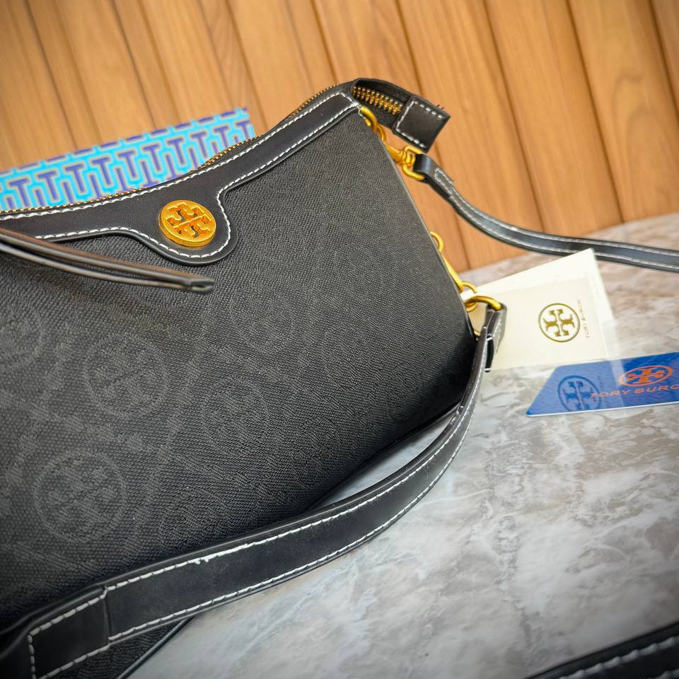 Tory Burch T Monogram Canvas Shoulder Bag 👜✨🖤