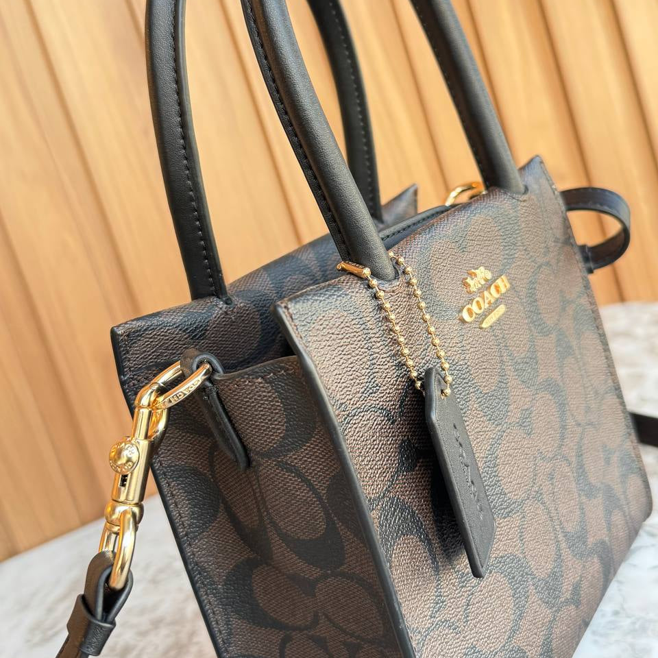 Coach Mini North South Tote in Signature Canvas with White Trim 👜✨🗽