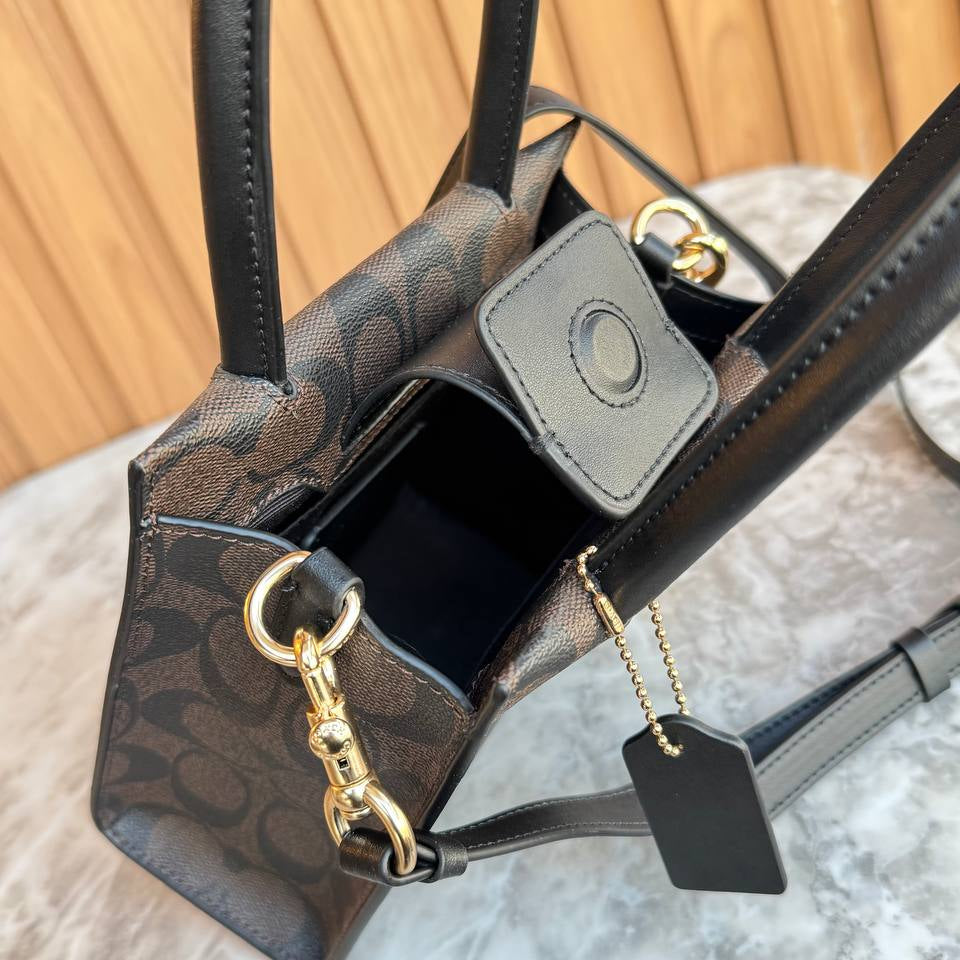 Coach Mini North South Tote in Signature Canvas with White Trim 👜✨🗽