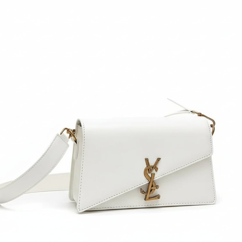 Saint Laurent Cassandra White Leather Shoulder Bag 🕊️👜✨