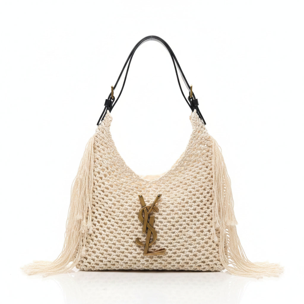 Saint Laurent Crochet Mirror Bag in Beige 🧶 Beige Beauty