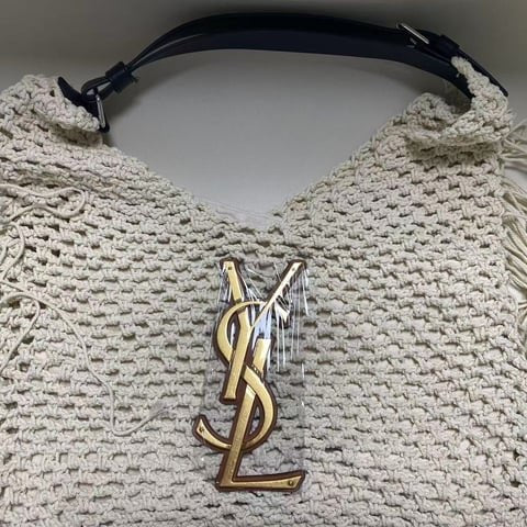 Saint Laurent Crochet Mirror Bag in Beige 🧶 Beige Beauty
