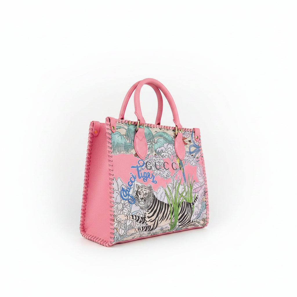 Gucci Tiger Jungle Print Tote Bag in Pink and Blue 🐯🌸👜