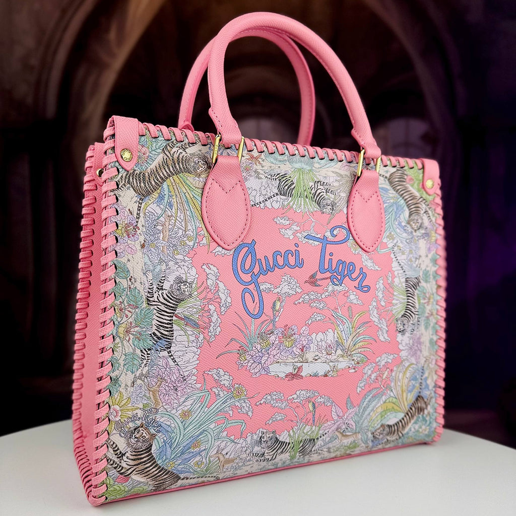Gucci Tiger Jungle Print Tote Bag in Pink and Blue 🐯🌸👜