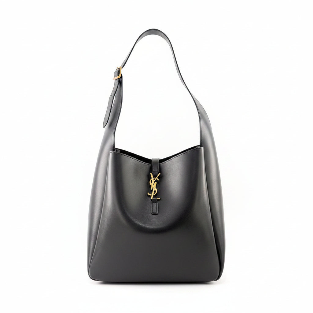 YSL Saint Laurent Black Hobo Bag with Gold-Tone Logo 👜✨