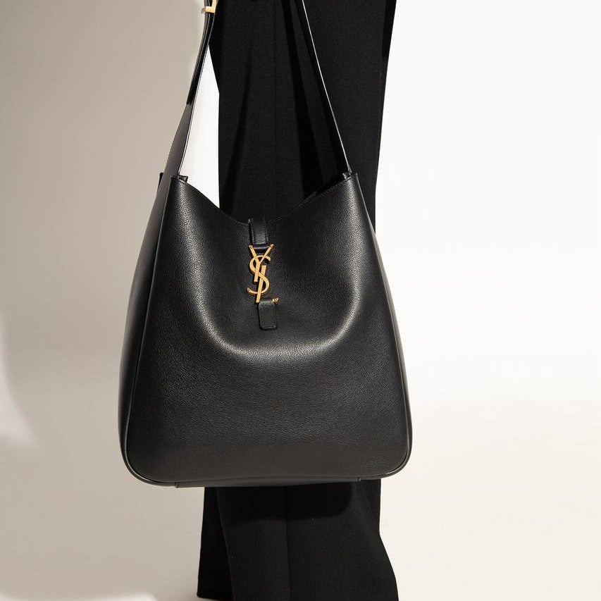 YSL Saint Laurent Black Hobo Bag with Gold-Tone Logo 👜✨