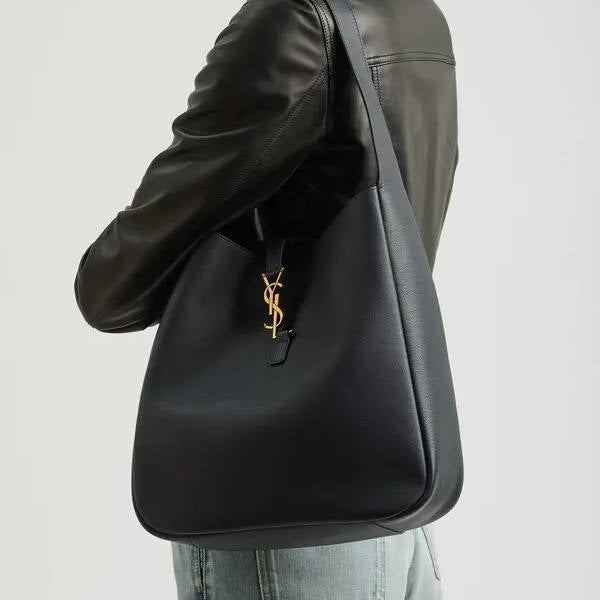 YSL Saint Laurent Black Hobo Bag with Gold-Tone Logo 👜✨