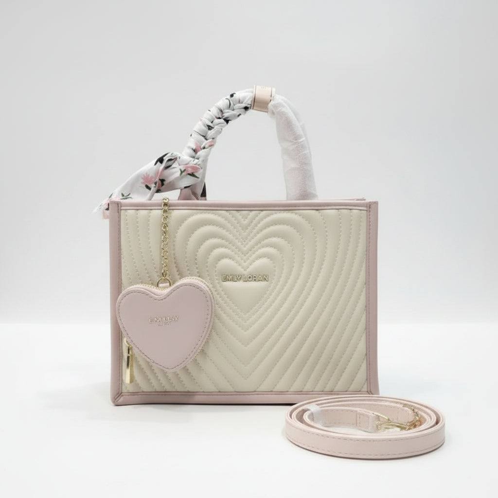 Emily Loran Heart Quilted Tote with Matching Coin Purse 💖👜