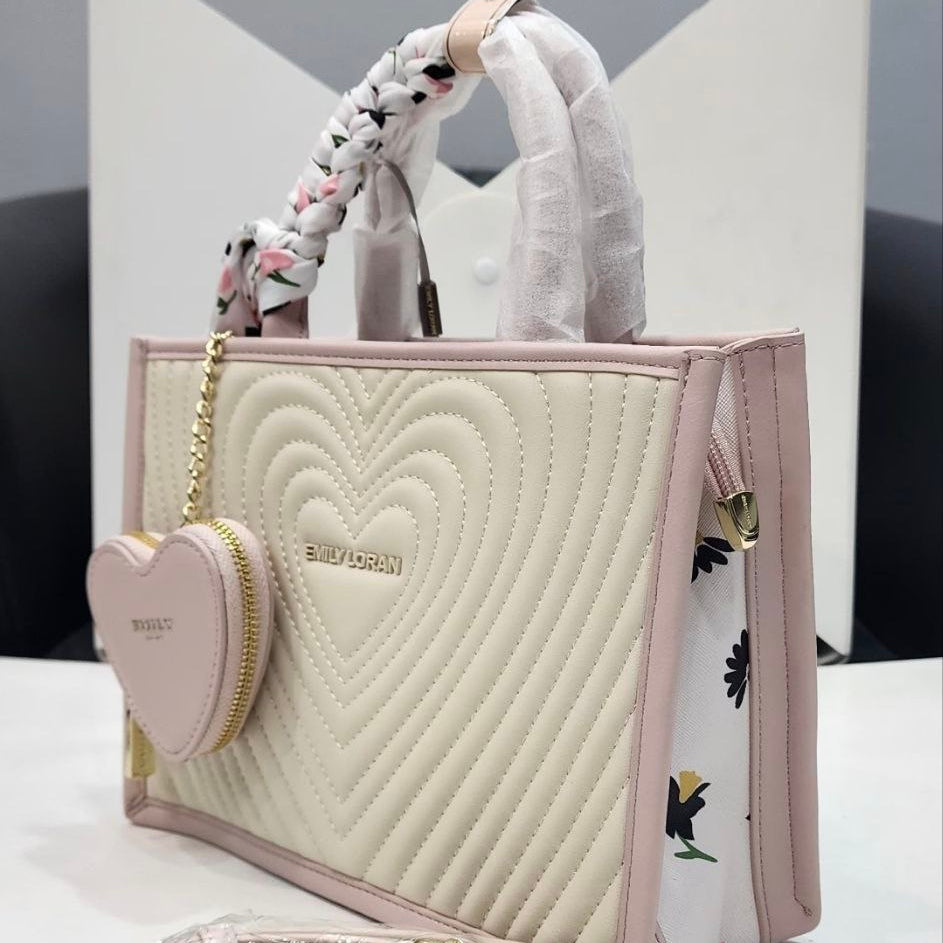 Emily Loran Heart Quilted Tote with Matching Coin Purse 💖👜
