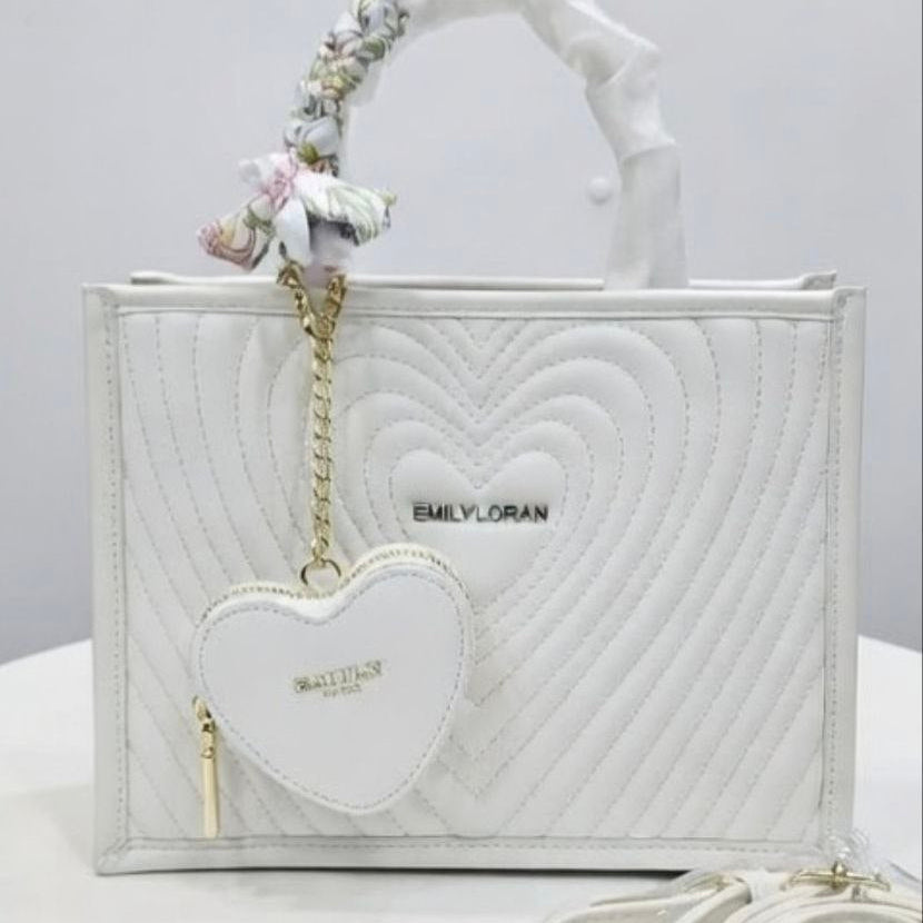 Emily Loran Heart Quilted Tote with Matching Coin Purse 💖👜