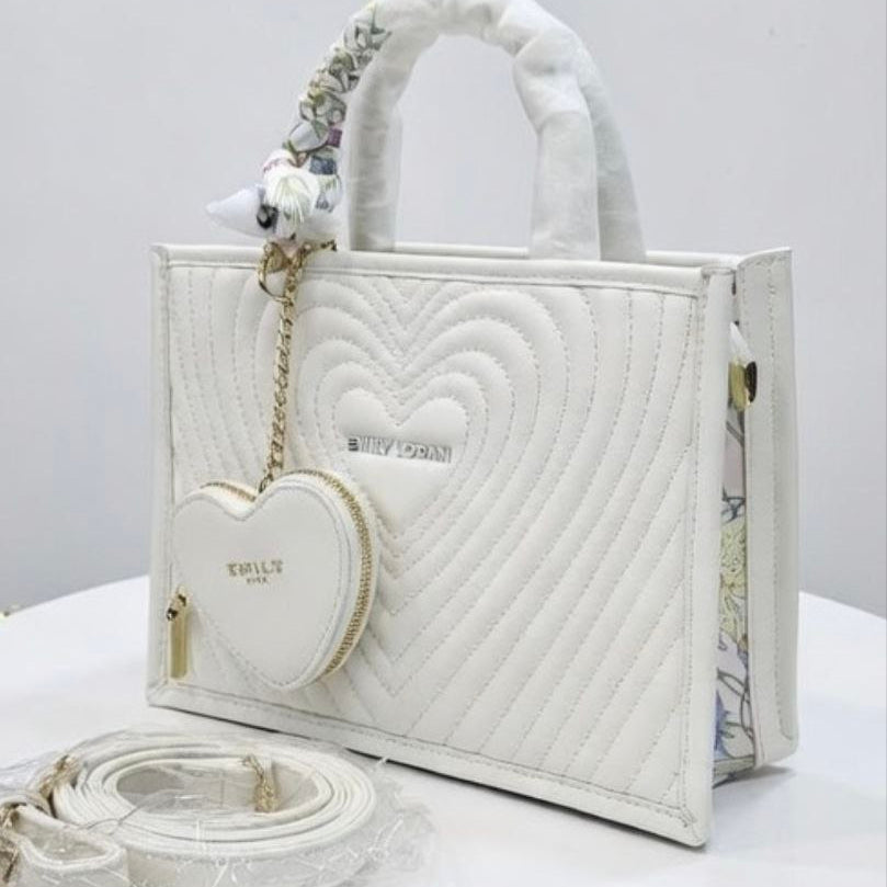 Emily Loran Heart Quilted Tote with Matching Coin Purse 💖👜