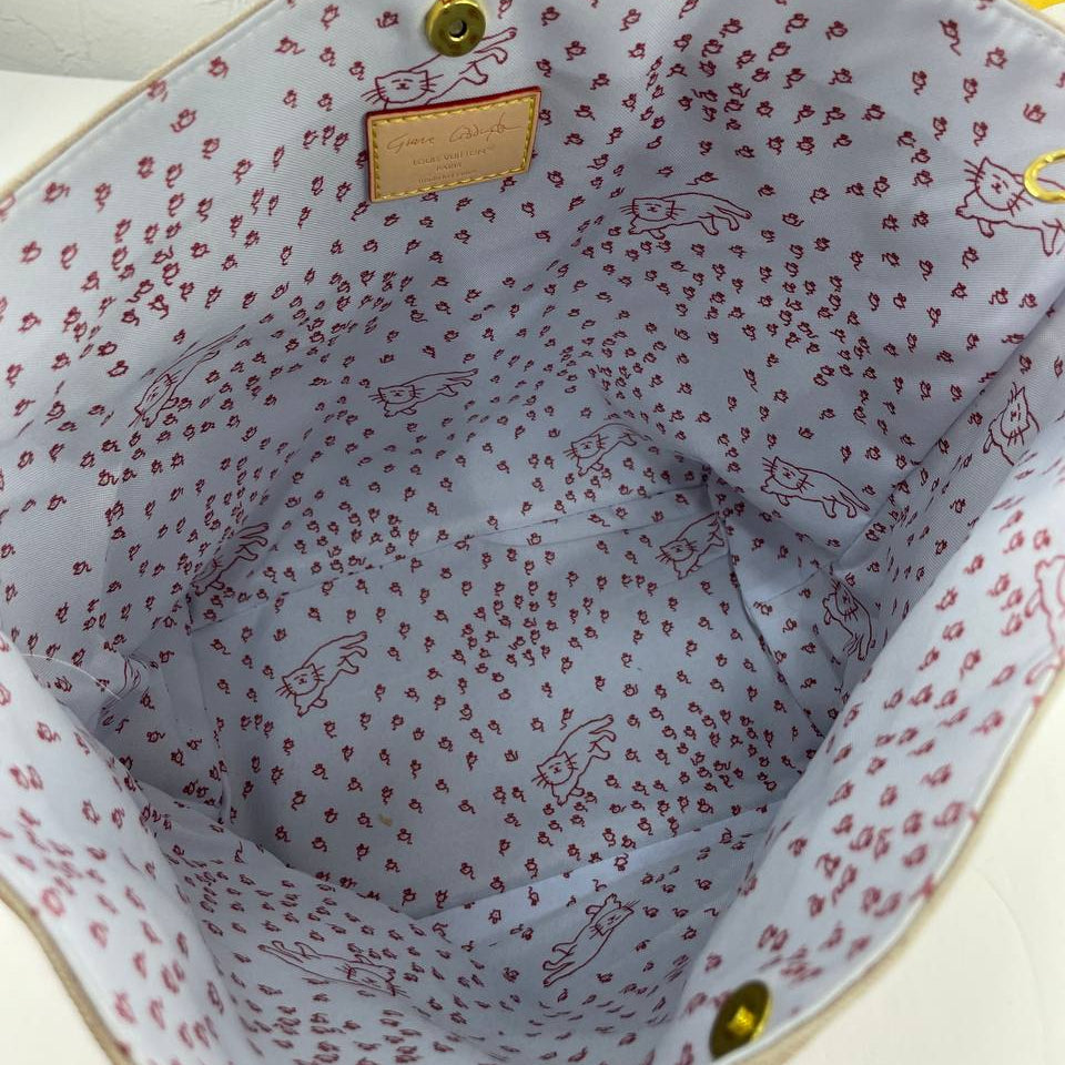 Louis Vuitton Cat Print Canvas Tote Bag with Matching Pouch 🐱👜