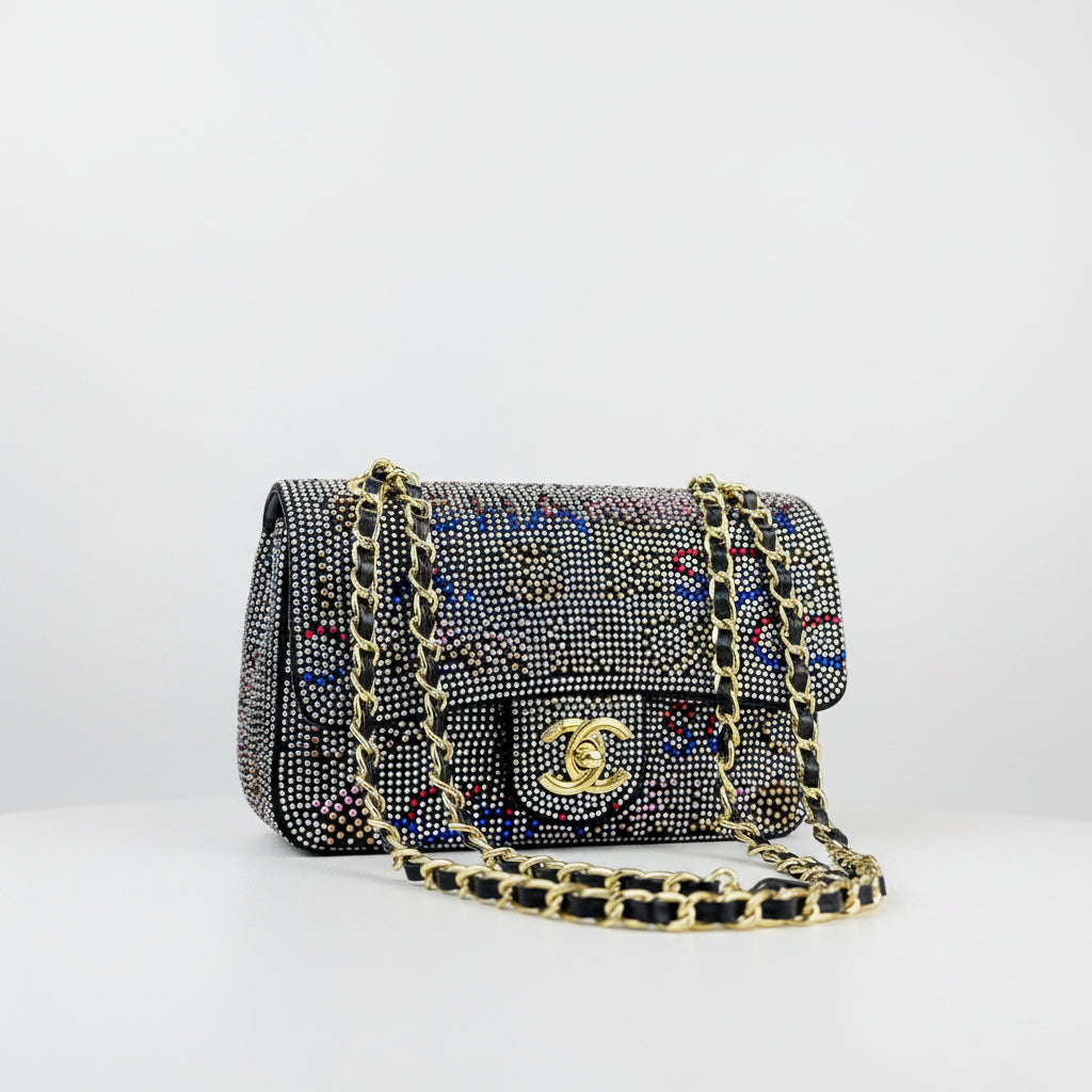 Chanel Rhinestone Flap Bag with Gold-Tone Hardware ✨💎