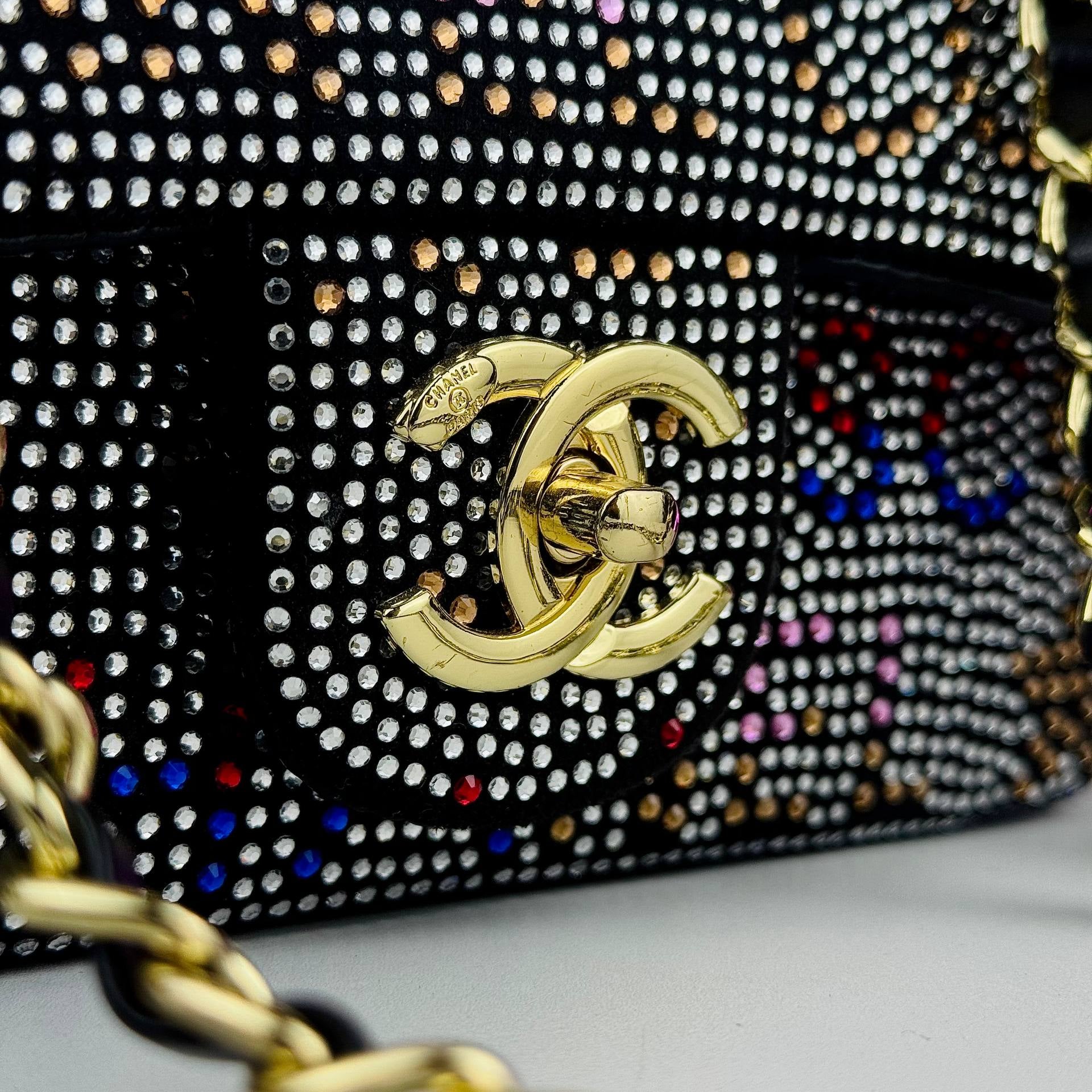 Chanel Rhinestone Flap Bag with Gold-Tone Hardware ✨💎