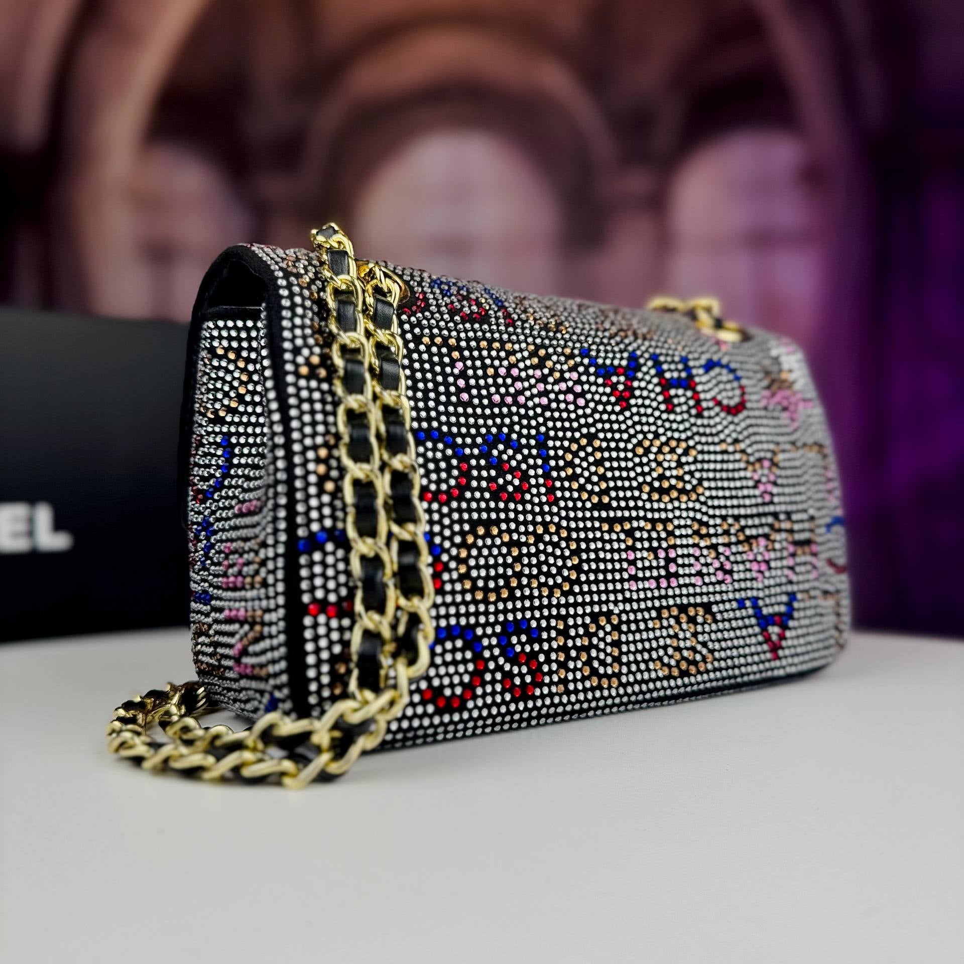 Chanel Rhinestone Flap Bag with Gold-Tone Hardware ✨💎