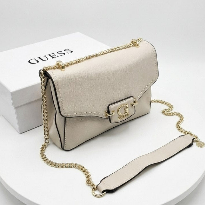 Guess Premium Leather Chain Shoulder Bag 👜✨