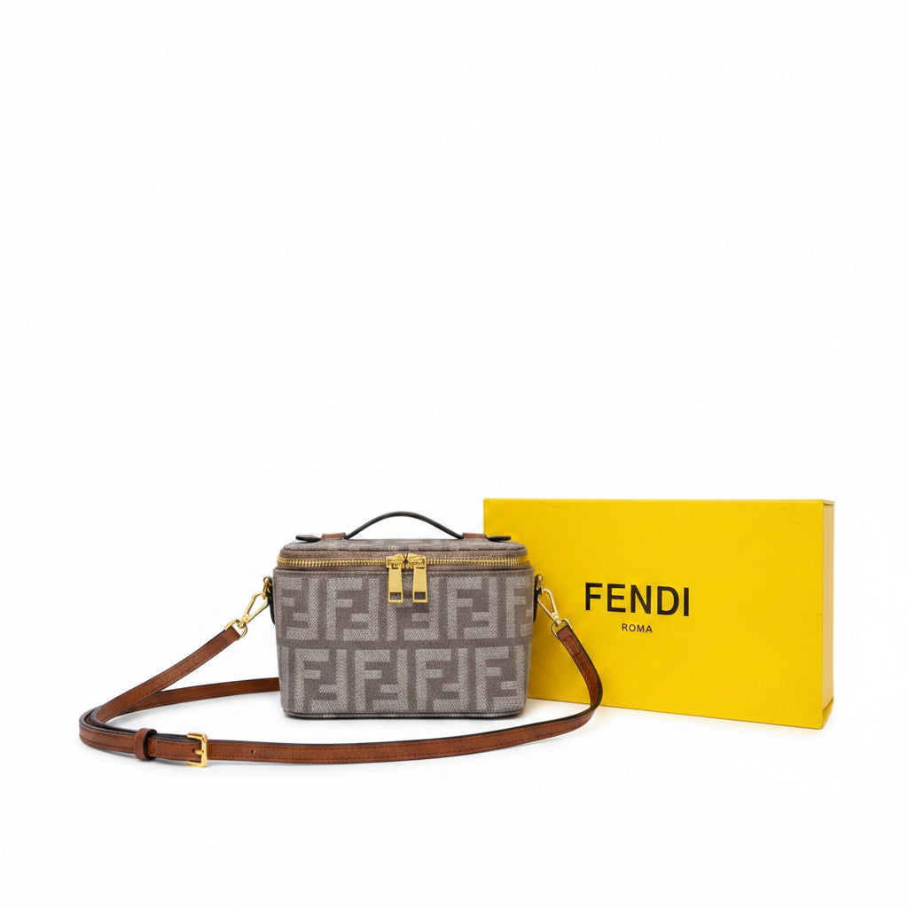 Fendi Monogram Vanity Case Bag with Crossbody Strap