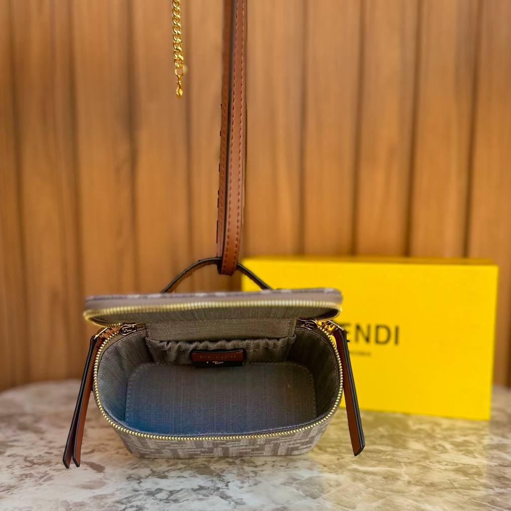 Fendi Monogram Vanity Case Bag with Crossbody Strap
