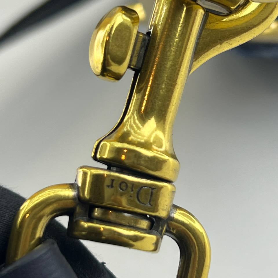 Dior Denim Saddle Bag with Gold Hardware and Scarf